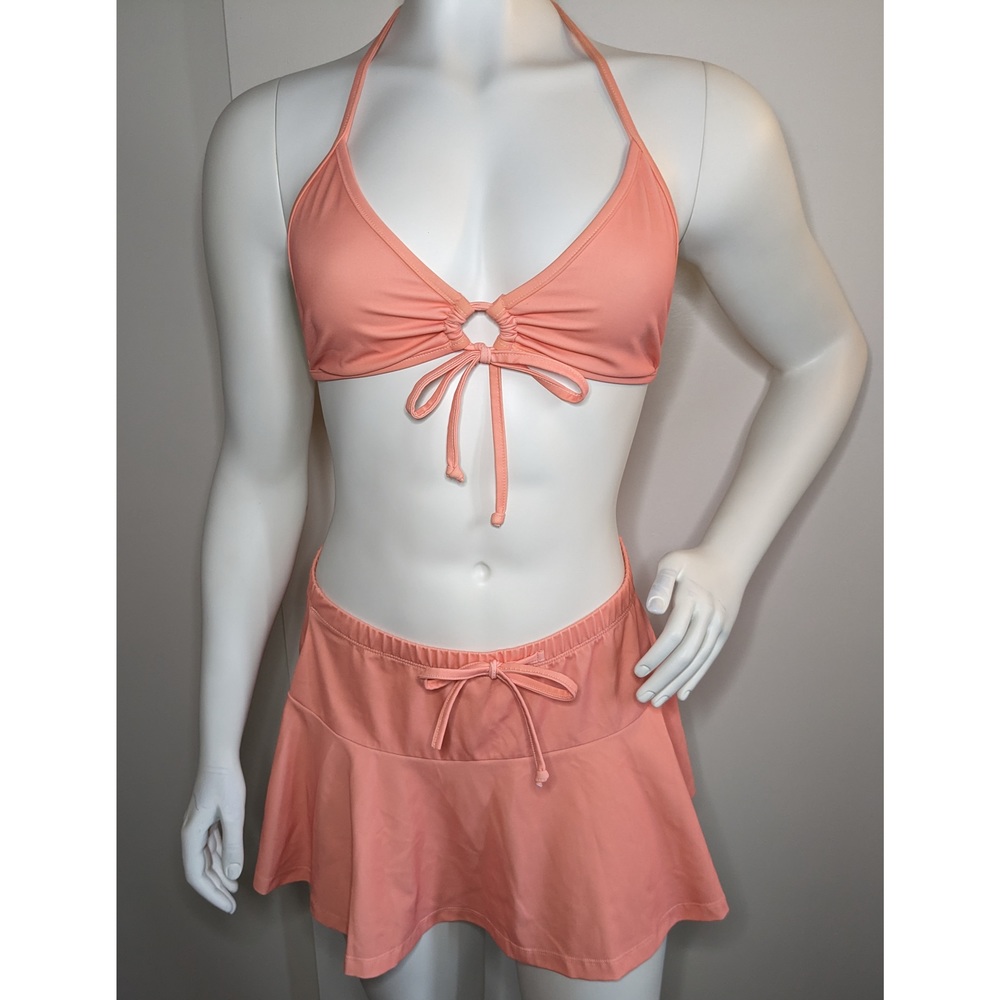 Loco Boutique Bikini Top & Swim Skirt - Color: Peach, Size: Large